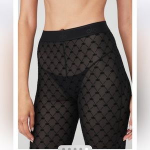 ALO Flocked High Waist Chalet Chic Stirrup Tights Logo SOLD OUT ONLINE